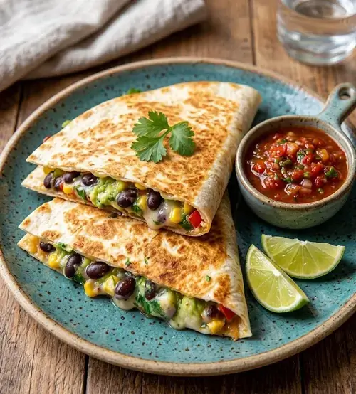AVOCADO AND BLACK BEAN QUESADILLAS