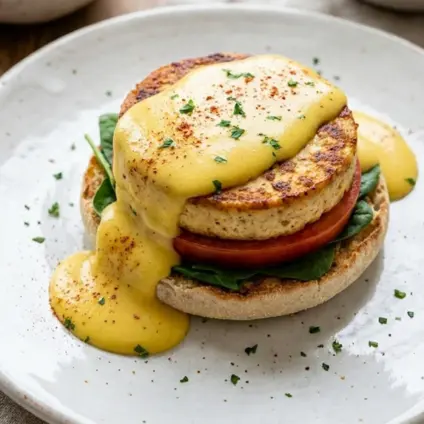 Tofu Eggs Benedict with dairy-free hollandaise